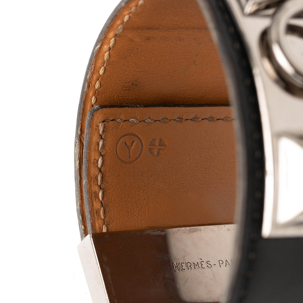 Pre-Loved Hermes Swift Leather and Palladium Plated Collier de Chien Bracelet - Picture 6 of 6